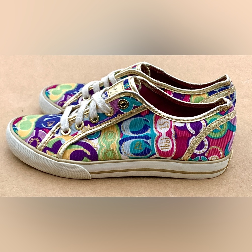 Women's 5.5 B Multi Colored Canvas COACH DEE 1941 Sneakers - Picture 12 of 16